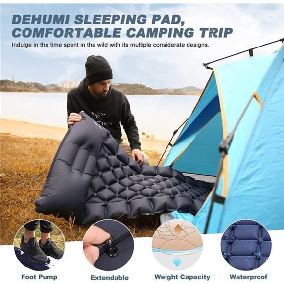 Sleeping Pad - Ultralight Inflatable Sleeping Mat with Built-in Foot Pump - Picture 6 of 7